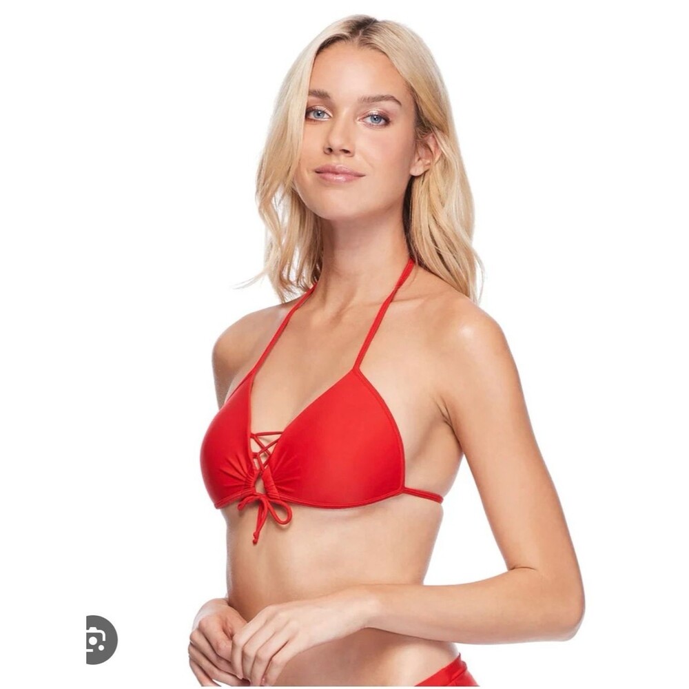 Body Glove Baby Love True Red Lace-Up Triangle Halter Bikini Top